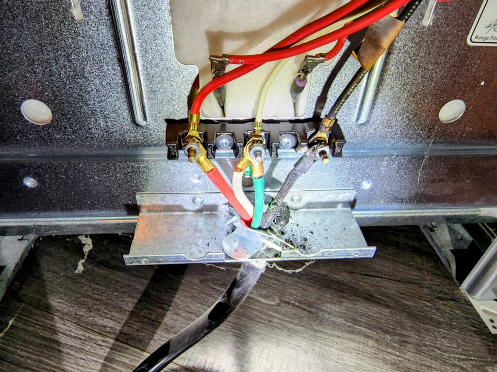 burnt range terminal block electrical failure